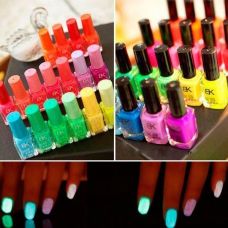 Glowing neon nail polish